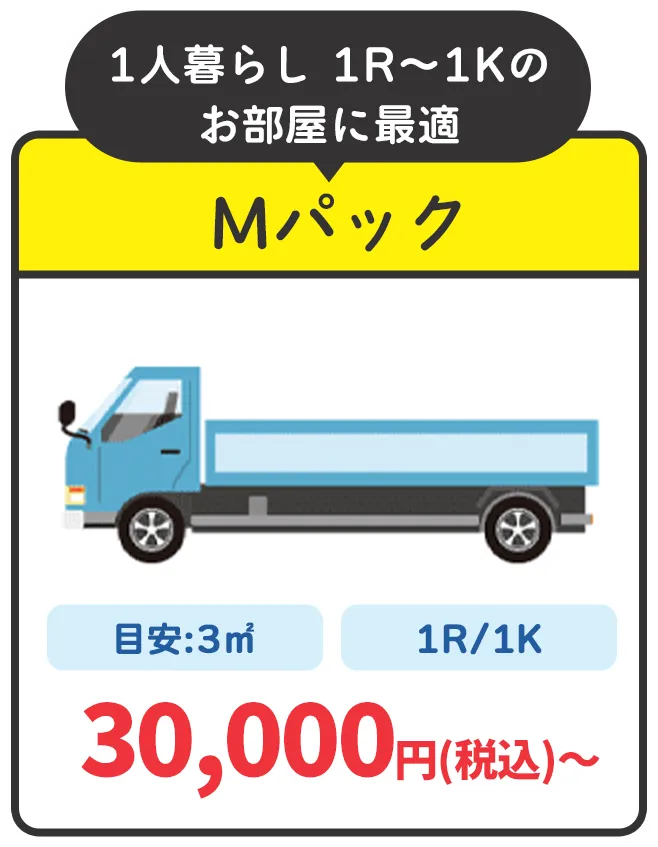 1人暮らし1R〜1Kのお部屋に最適 Mパック