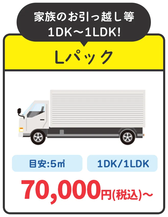 家族のお引っ越し等1DK〜1LDK!Lパック